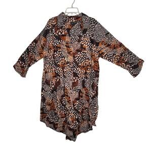 Step In Style Heavy Cotton One Size Plus Long Sleeve Dress Tribal African Print